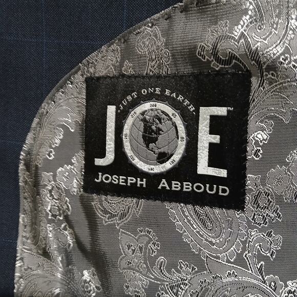 Joseph Abboud Men's 50L 100% Wool Deep Blue Window-Pane Plaid Blazer Lined - Picture 2 of 15